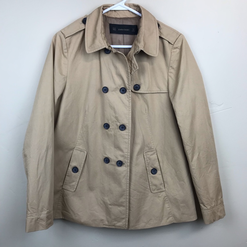 Zara Short khaki Classic Trench Coat - Picture 2 of 6
